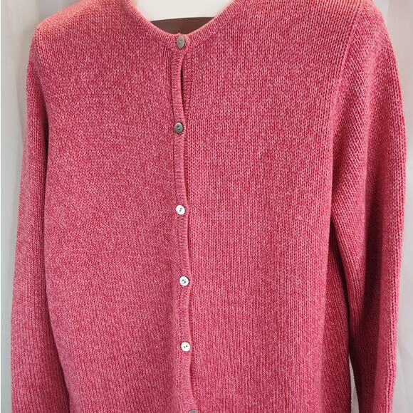 LL Bean Pink Coral 100% Cotton Button Front Cardigan, XL - Picture 2 of 8